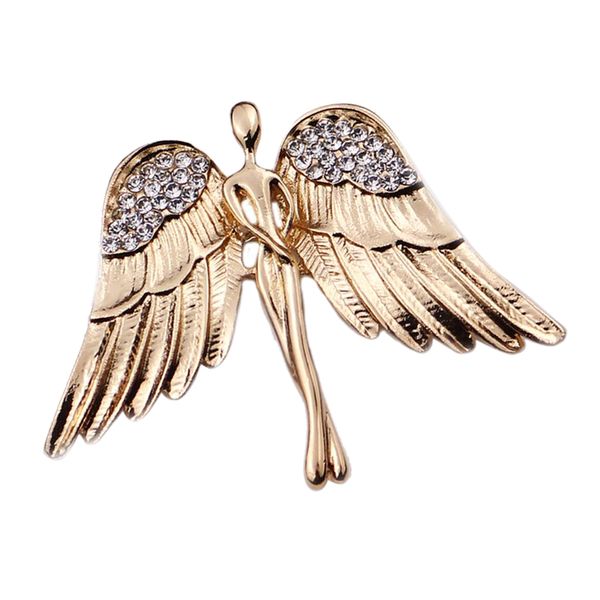 

fashion angel wings brooch charming crystal brooch pin for men women, Gray