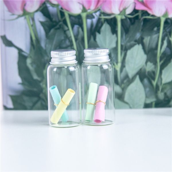 

27*58*14mm 20ml mini glass bottles with metal screw cap empty small wishing bottle glass vials jars 50pcslot t200506