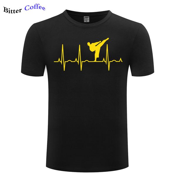 

hip hop new men 100% cotton short sleeve t shirt karate heartbeat shirt - perfect martial arter karate make my own t shirt