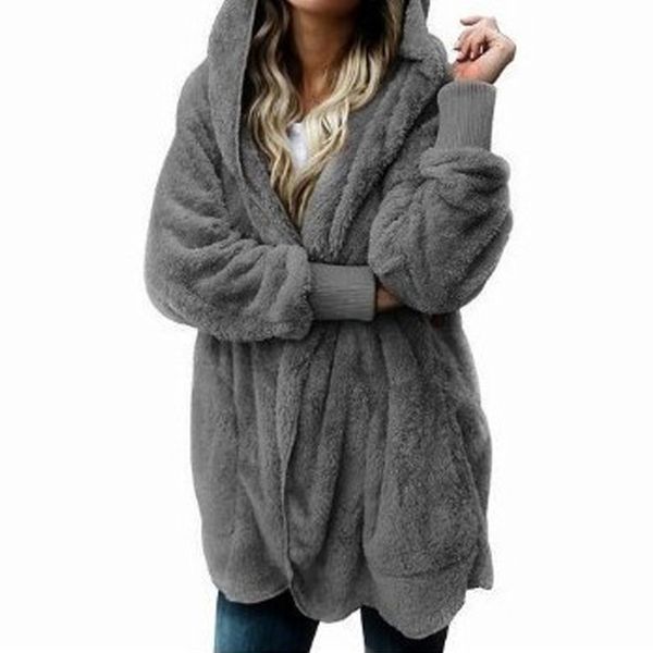 

зима плюшевого пальто faux женщин пальто шерсть медвежонок куртка толстой теплые поддельная флисовая куртка пушистых куртки перемычка плюс р, Black