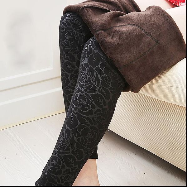 

1 piece girl fashion black warm legggings thick chahmere large size l winter leggings black slim pant