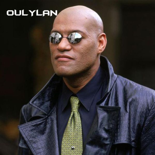 

oulylan matrix round rimless sunglasses men classic clamp nose sun glasses mens mini frameless brand design glasses, White;black