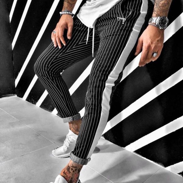 

Mens Fashion 2020 Striped Trousers High Quality Sweatpants New Arrive Breathable Sport Jogger Pants 2 Colors Top Hot Sale