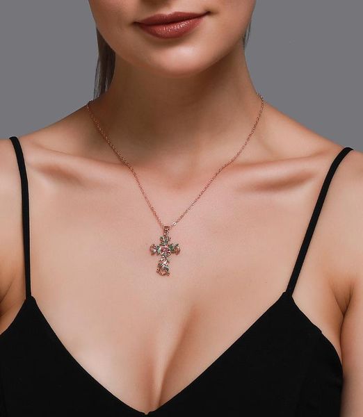 

anztilam мода религиозные ювелирные изделия цветочный крест ожерелье antique rose-золотого цвета женщины sacred духовно символ подвеска neck, Silver