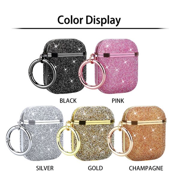 

airpods 1/2/3 protective sleeve case wireless bluetooth headset cover fashion rhinestone anti-fall airpods pro case 5 colors