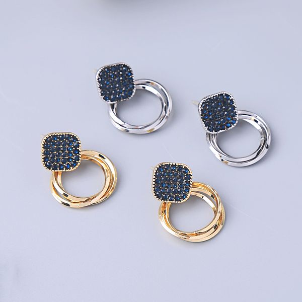 

kissme 2 color two-type geometric round square resin circle drop earrings for women gifts classic fashion jewelry dropshipping, Silver