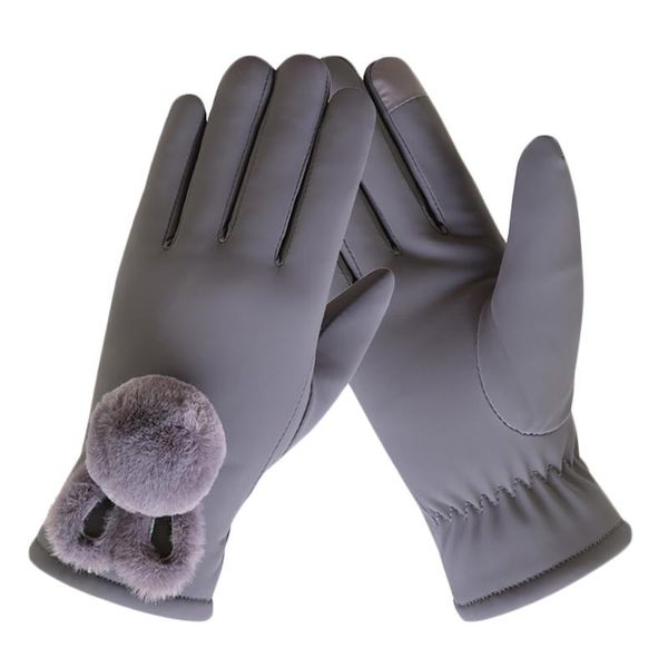 

five fingers gloves solid color women cartoon autumn winter cold and warm windproof outdoor cycling ski casual travel handschoenen, Blue;gray