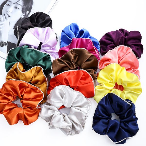 

2020 vintage scrunchie for women velvet satin solid diamond elastic hair bands scrunchies pack hair accessories fashion