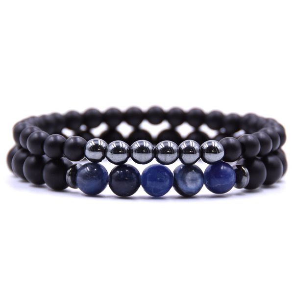 

charm bracelets fashion couple natural stone beads bracelet sets for men women jewelry reiki 8mm lava bead healing elastic force, Golden;silver