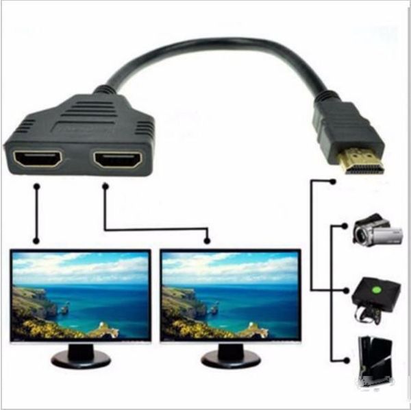 

hdmi splitter cable adapter converter male to female hdmi 1 to 2 split double signal adapter convert cable for video tv hdtv 30cm