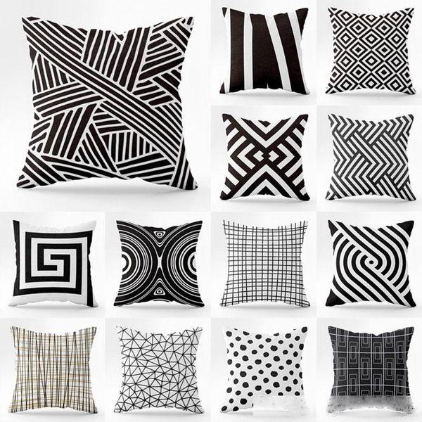 

45*45cm black white retro plaids square throw pillow cover decorative cushion pillow case home sofa decor