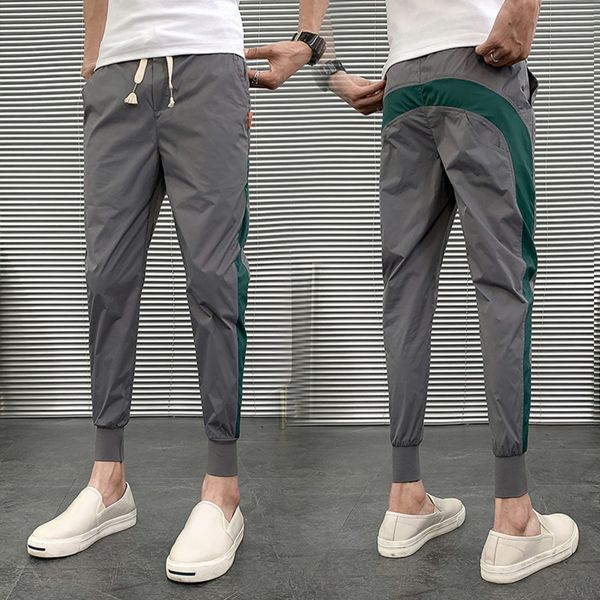 

men's ankle trousers casual 2020 new ankle-length men's fashion casual pants summer thin quick-drying ankle pants knmp1, Blue
