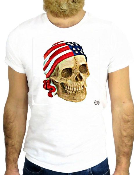 

2019 brand t shirt men fashion pure cotton skull teschio american flag usa new york californi biker hipster make your own shirt