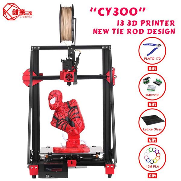 

creativity cy300 fdm 3d printer kit double lever supports automatic leveling 0.4mm nozzle print size 300x300x400