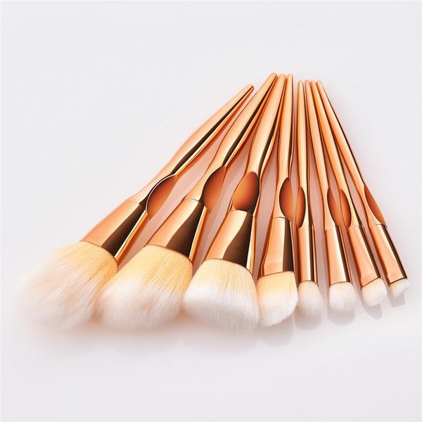 

pro 8pcs metal makeup brushes set cosmetic face foundation powder eyeshadow blush lip plating make up brush kit