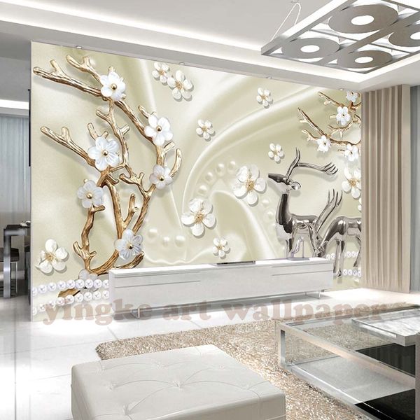 

custom p wallpaper large mural wall stickers jewelry plum blossom european relief 3d tv wall murals papel de parede