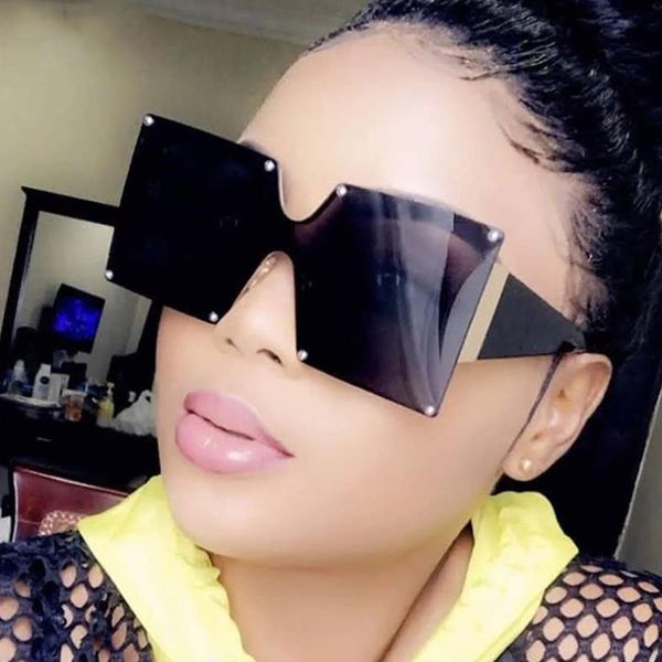 

fashion brand square 2020 women sunglasses oversized luxury gradient shades women's glasses big rimless sunglasses ladies, White;black