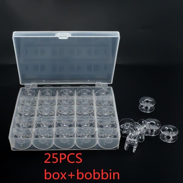

25pcs transparent sewing machine bobbins box empty bobbins spools plastic storage box for home sewing accessories tools, Black