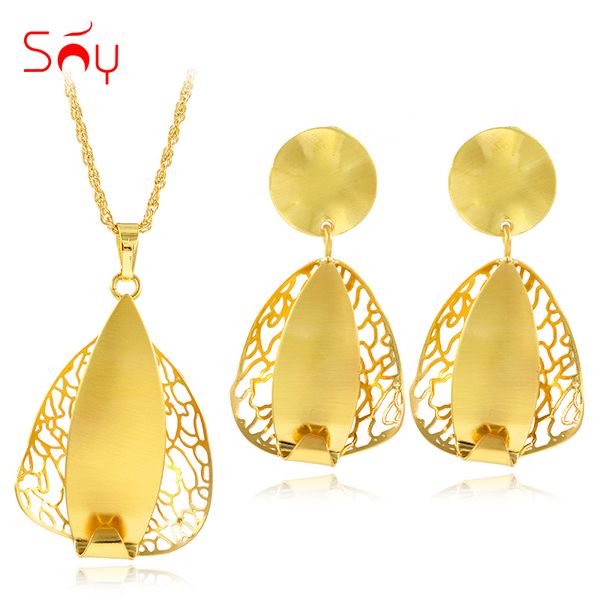 

sunny jewelry trendy jewelry sets for women necklace earrings pendant water drop sets for party wedding birthday gifts, Silver