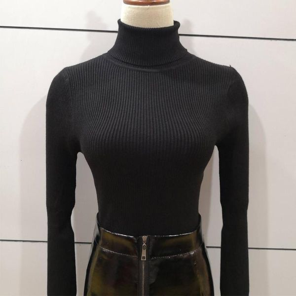 

solid long sweater women 2020 autumn slim pullovers jumpers turtleneck kniited casual thick female sweaters invierno mujer, White;black