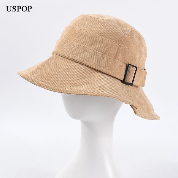 

uspop autumn winter bucket hats corduroy bucket hat buckle belt panama hats, Blue;gray