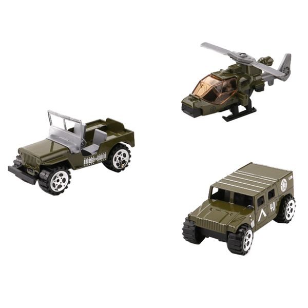 

3pcs/set 1:64 jeep car battlefield car helicopter model toy soldier figures playset war game army men accs