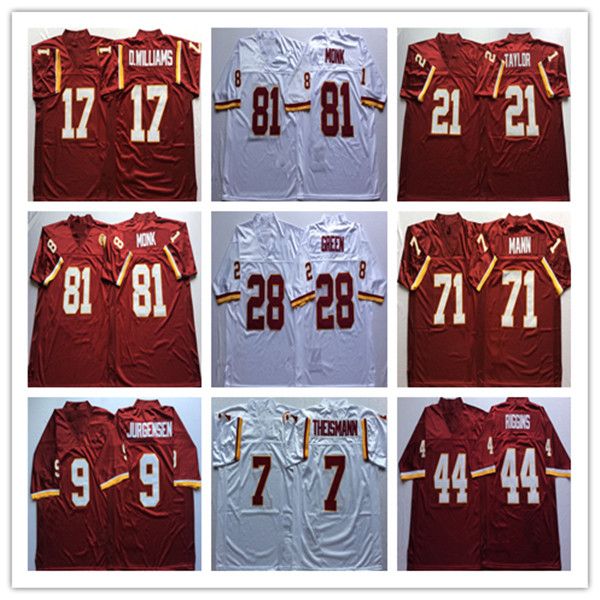 

Men's Vintage Jersey Football Sean Taylor Sonny Jurgensen Russ Grimm Sam Huff Sammy Baugh Joe Theismann Art Monk John Riggins Russ Grimm, As pic