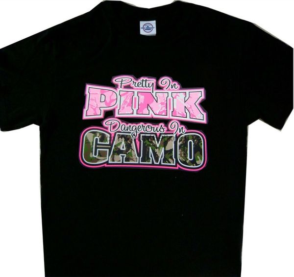 

pretty in pink dangerous in camo tee shirt new ladies hunting shirt