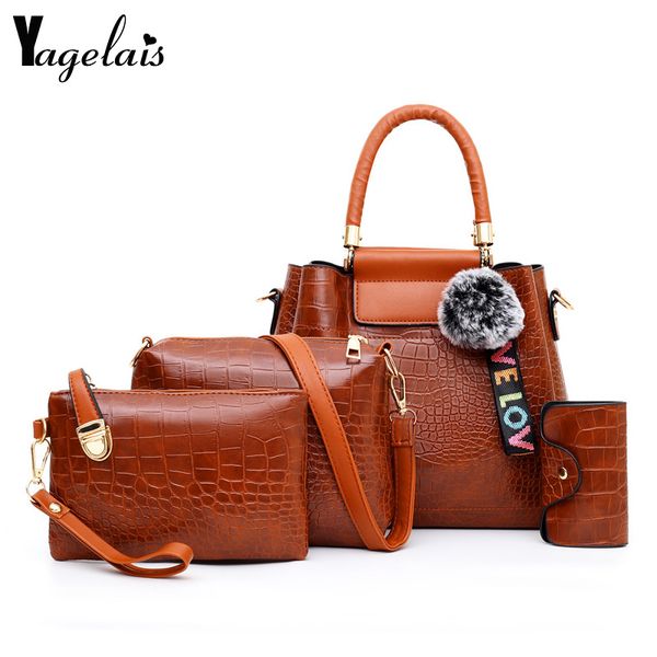 

new 4pcs/set women composite bags ladies handbags female pu leather shoulder messenger bags tote bag bolsa