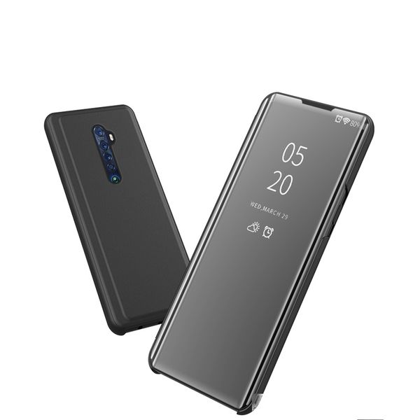 

luxury clear view standing mirror flip pc cover case for oppo reno 2 2f 2z smart sleep view flip awake cover case