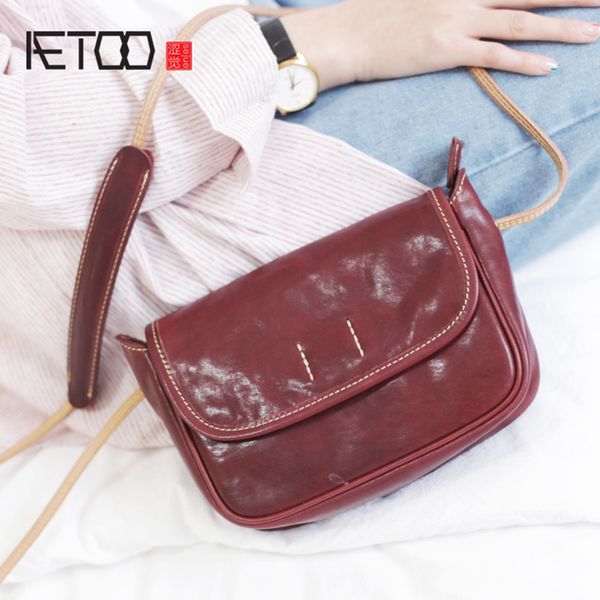 

aetoo simple crossbody bag, female summer bag, japanese art small fresh leather envelope bag