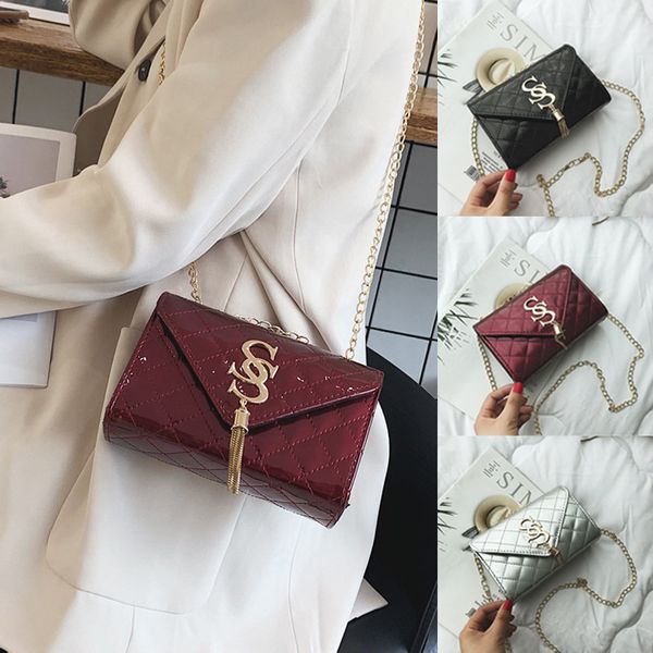 

women's small messenger handbag quilted purse bag with chain shoulder strap 3 colors