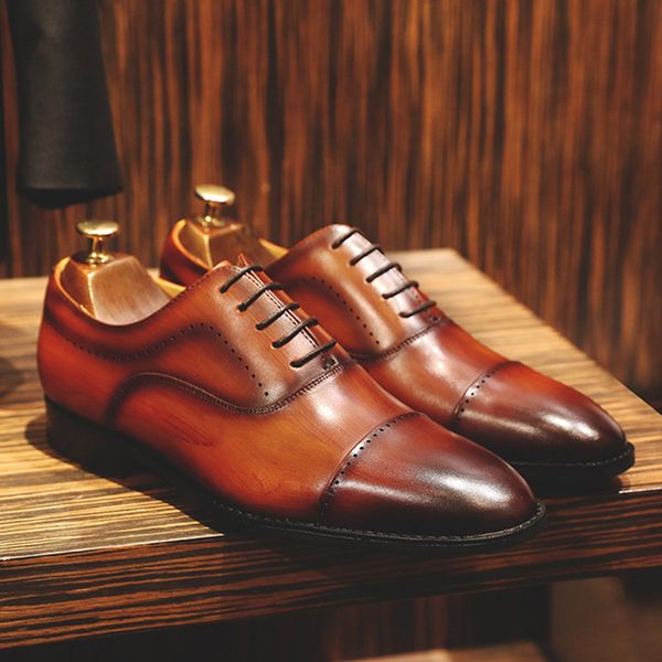 

dress shoes summer brand genuine cow leather men formal oxfords shoe for male black lace up wedding mens business