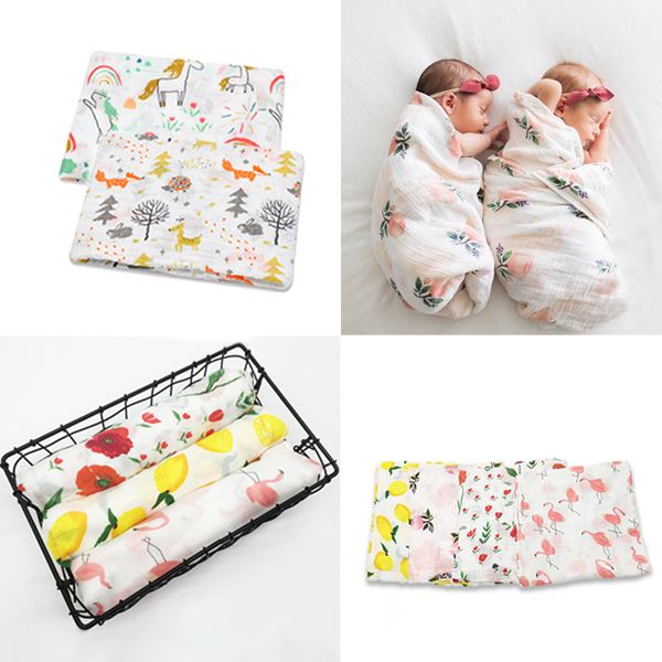 

100%cotton swan rose fruits print muslin baby blankets bedding infant swaddle towel for newborns swaddle blanket