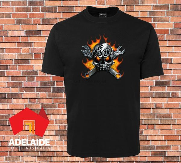 

jbs t-shirt cool mechanic skull retro flame style sizes up to 7xl