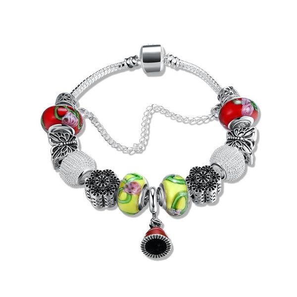 

diy silver plated red bracelet bracelet christmas bell pendant combination set lady gift mandatory, Black