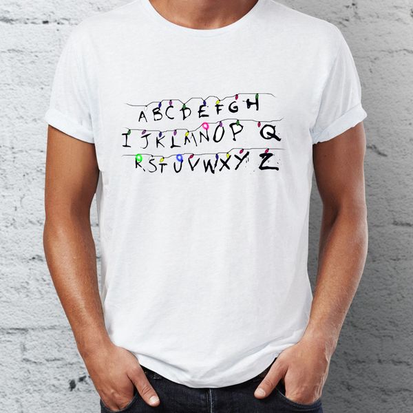 

men's t shirt stranger things christmas light wall tee