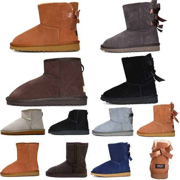 

winter leather short snow boots girl classic mini women boots kneel half ankle chestnut black grey navy blue red womens girl shoes