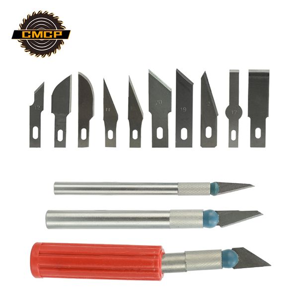 

cmcp 13pcs engraving knife set 3 knives with 10 blade replacement carving tool scalpel knife paper cut pcb repair phone repair