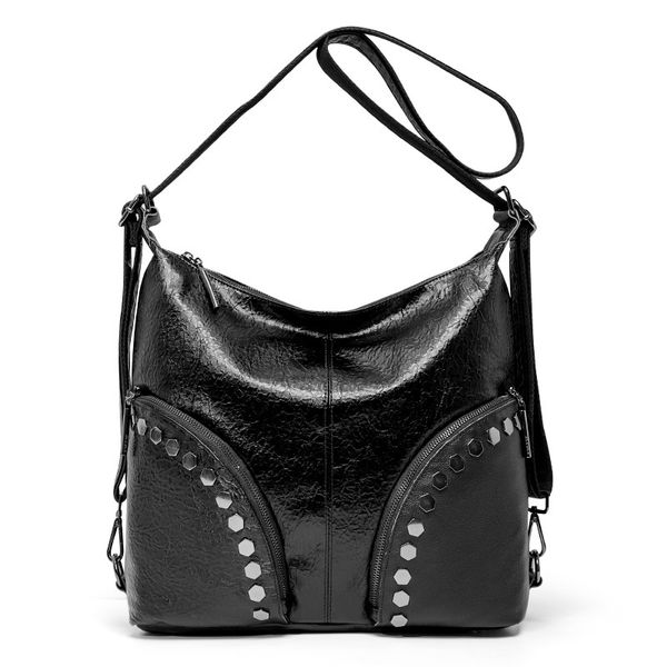 

women's fashion new rivet punk rock style vintage large capacity shoulder bag messenger bags totes casual bag