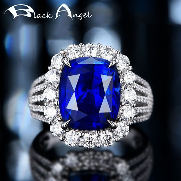 

cluster rings luxury 5 royal sapphire for women fashion wedding blue gemstone adjustable ring 925 silver jewelry wholesale, Golden;silver