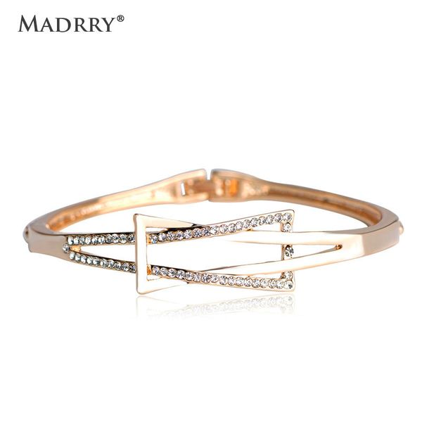 

madrry zinc alloy metal crystal bangle for women fashion gold color exquisite made shiny full crystal luxurious jewelry pulseira, Black