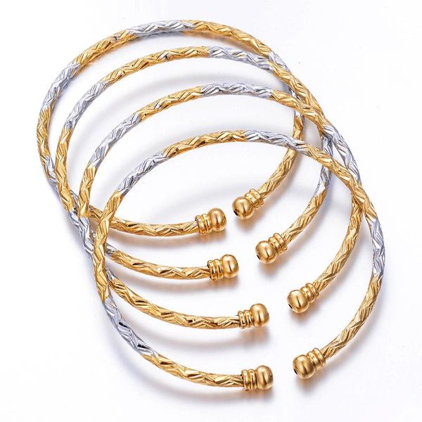 

wando 4pcs/lot two colour bangles for women/girl ethiopia india africa dubai gold colour open design b95, Black