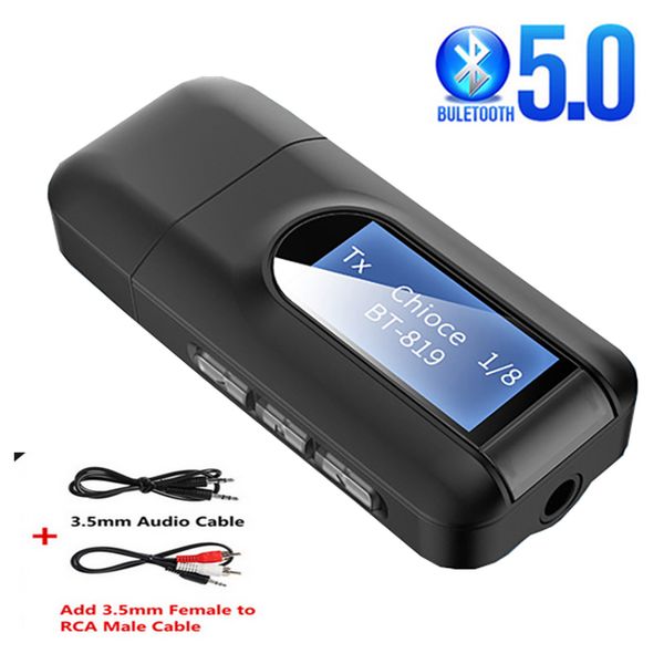 

5.0 bluetooth car adapter wireless lcd display usb bluetooth car kit receiver music audio aux transmitter 3.5mm jack adaptador