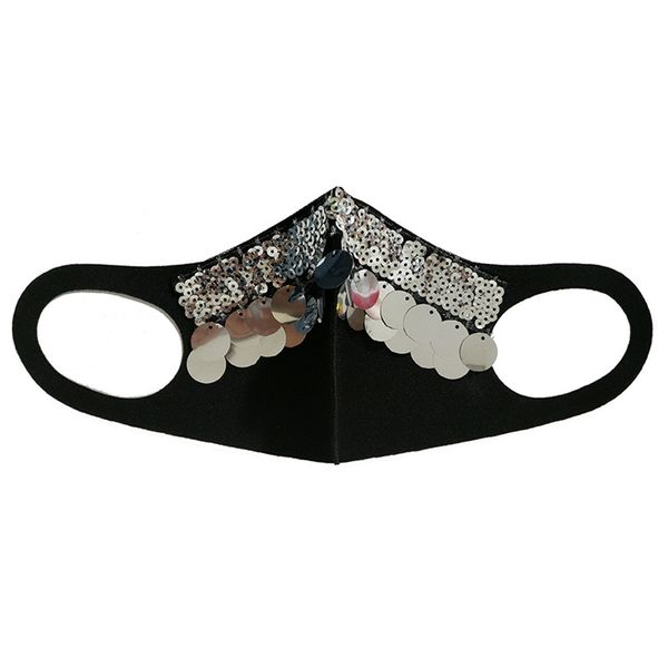 

women mask on stick eyeline masquerade party mask sequin la ee lateral flower wit 7 optional colors#869#853, Black