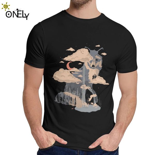 

at the foot of fox mountain tee for man crazy 100% pure cotton t shirt crewneck