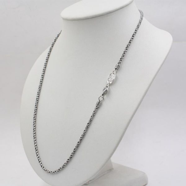 

chains real s925 silver necklace for men women retro chain 3mm rope link 21.6''l