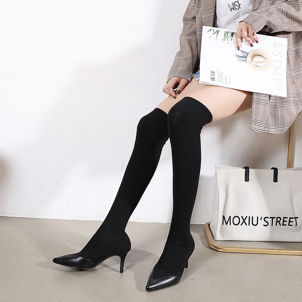 

2020 over-the-knee boots women slim knee-high boots high heels winter women long winter shoes female ymb271, Black