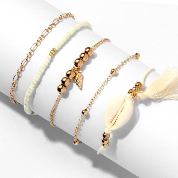 

ethnic style creative jewelry shell silk thread tassel suit female bracelet, Black