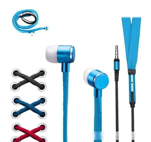 

shoelace earphones 3.5mm in-ear earphone subwoofer music headset with microphone stereo earbuds sport running earpiece handsdhl free